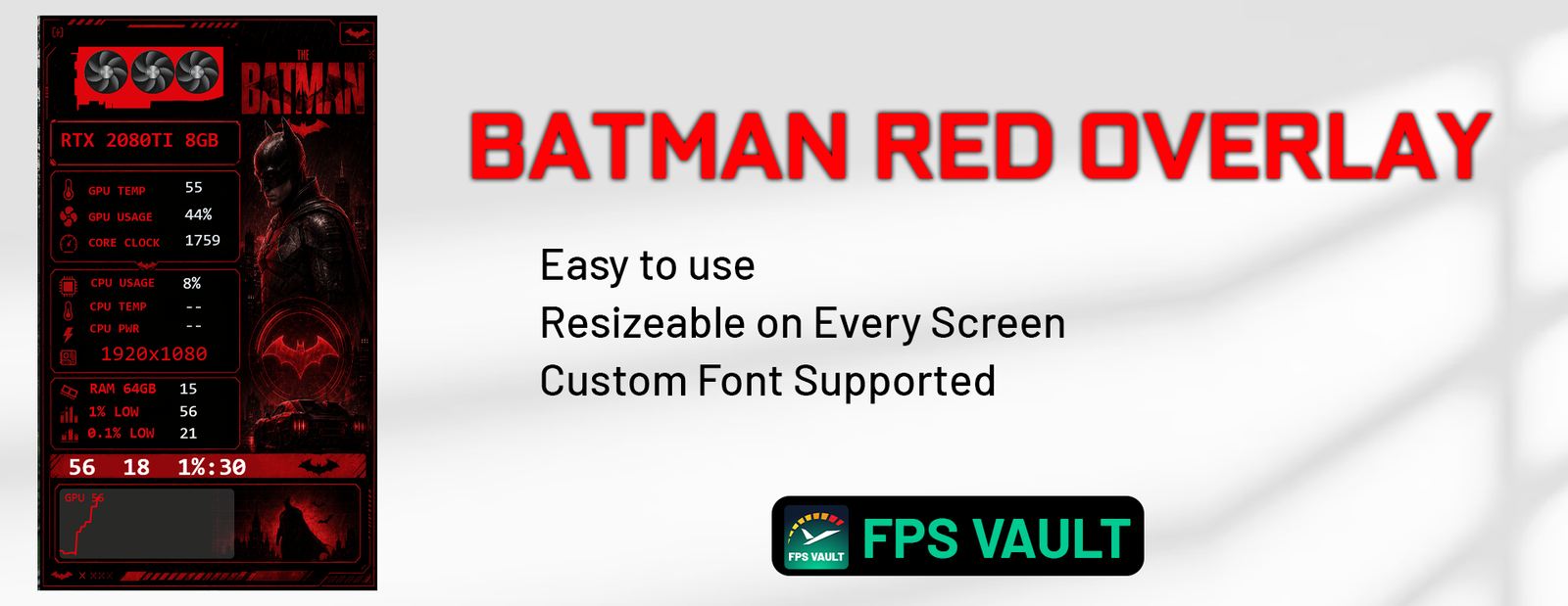 Batman Gaming Overlay | Animated GPU Fan For FPS Vault