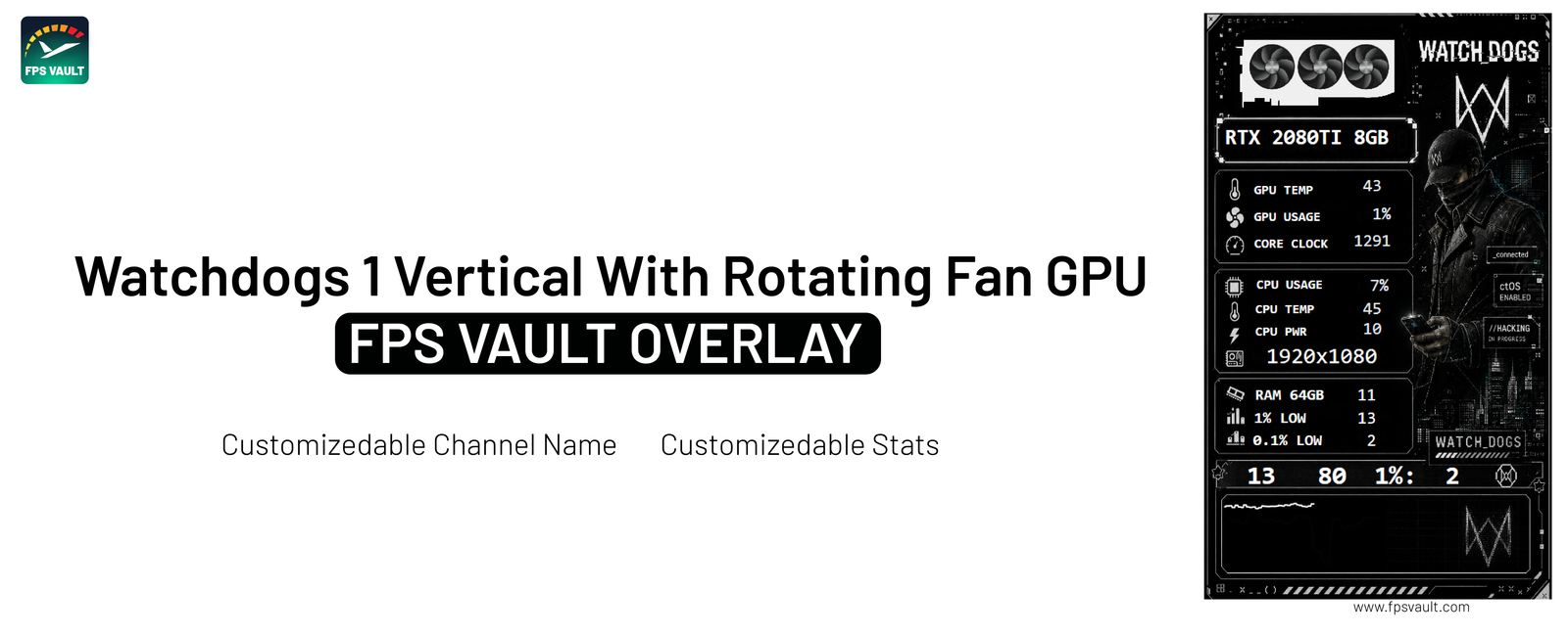 Watchdogs 1 Vertical With Rotating Fan GPU