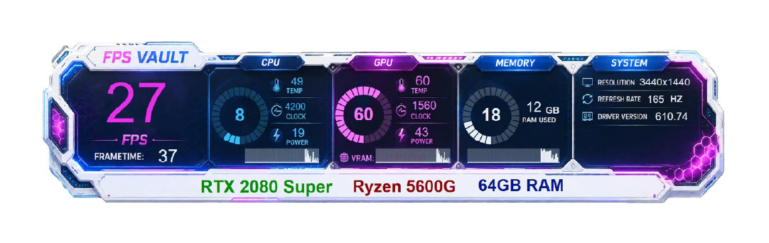 Solid Color for White PC Setup – FPS Vault Overlay (Horizontal) FPS overlay preview