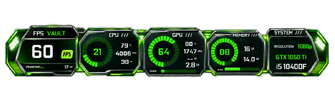 Green Tech Horizontal FPS overlay preview