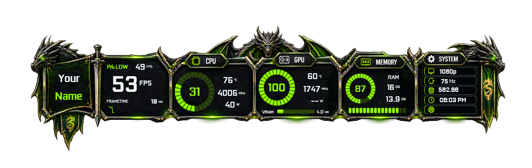 Emerald Dragon Command FPS overlay preview