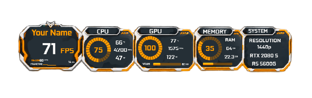 Vanguard Orange Performance FPS overlay preview