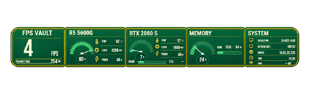 Emerald Gold Command FPS overlay preview